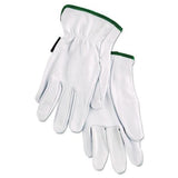 MCR Safety Grain Goatskin Driver Gloves, Gunn Cut, Straight Thumb, White, 12 Pairs
