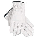 MCR Safety Grain Goatskin Driver Gloves, Gunn Cut, Straight Thumb, White, 12 Pairs
