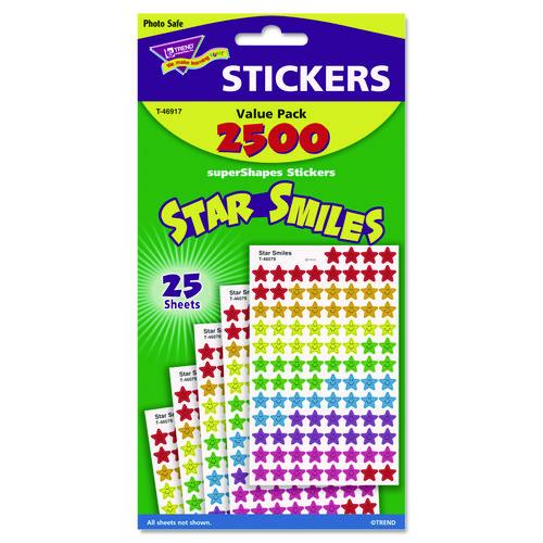 TREND Sticker Assortment Pack, Smiling Star, Assorted Colors, 2,500/Pack
