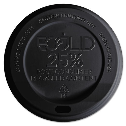 Eco-Products EcoLid 25% Recycled Content Hot Cup Lid, Fits 10 oz to 20 oz Hot Cups, Plastic, Black, 100/Pack, 10 Packs/Carton