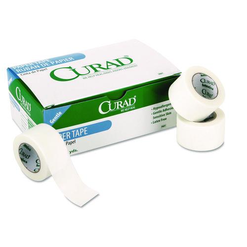 Curad Paper Adhesive Tape, Medium-Duty, 1" x 10 yds, White, 12/Pack
