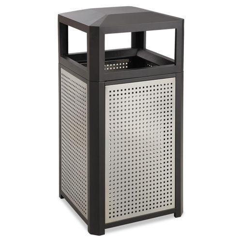 Safco Evos Series Steel Waste Container, 38 gal., Steel, Black