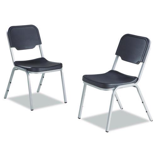 Iceberg Rough n Ready Stack Chair, Supports Up to 500 lb, 17.5" Seat Height, Charcoal Seat, Charcoal Back, Silver Base, 4/Carton