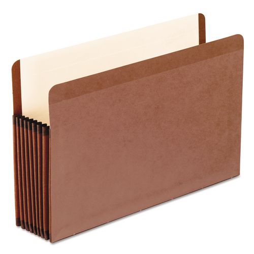 Pendaflex Premium Reinforced Expanding File Pockets, 7" Expansion, Legal Size, Red Fiber, 5/Box