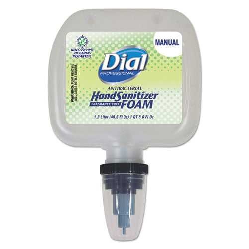Dial Professional Antibacterial Foam Hand Sanitizer, 1.2 L Refill Cartridge, Fragrance-Free, 3/Carton