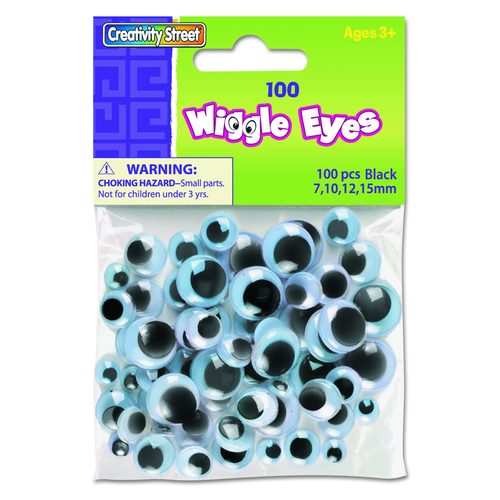 Creativity Street Wiggle Eyes Assortment, Assorted Sizes, Black, 100/Pack