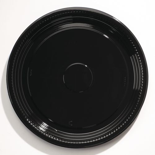 WNA Caterline Casuals Thermoformed Platters, 18" Diameter, Black, Plastic, 25/Carton