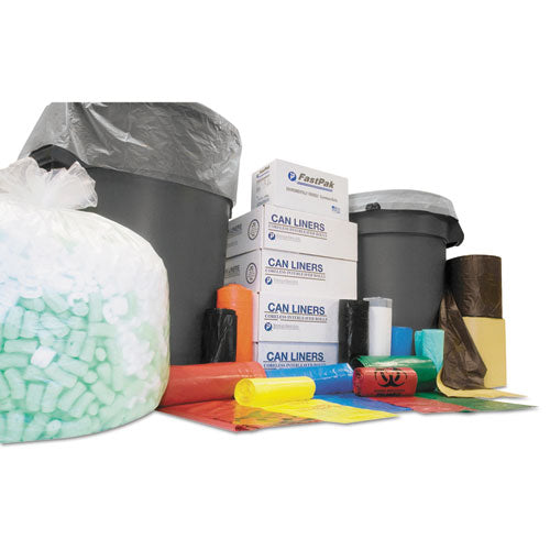 Inteplast Group High-Density Commercial Can Liners, 60 gal, 16 mic, 38" x 60", Clear, Interleaved Roll, 25 Bags/Roll, 8 Rolls/Carton