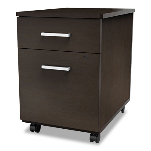 Linea Italia Trento Line Mobile Pedestal File, Left or Right, 2-Drawers: Box/File, Legal/Letter, Mocha, 16.5" x 19.75" x 23.63"