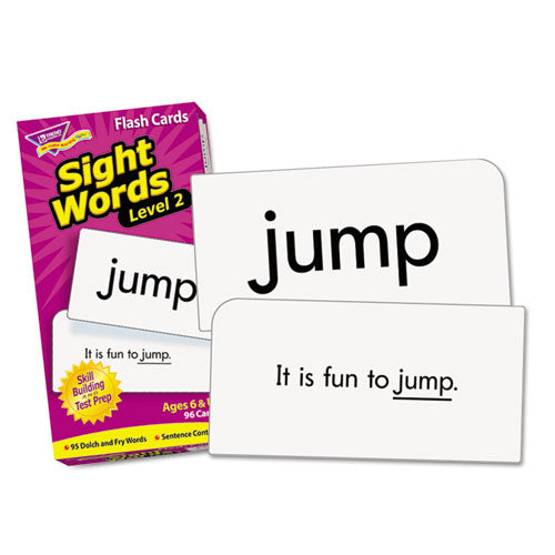 TREND Skill Drill Flash Cards, Sight Words Level 2, Grades 1 to 3, 3" x 6", Black and White, 97/Set