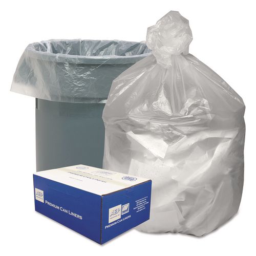 Good 'n Tuff Waste Can Liners, 33 gal, 9 mic, 33" x 39", Natural, 25 Bags/Roll, 20 Rolls/Carton