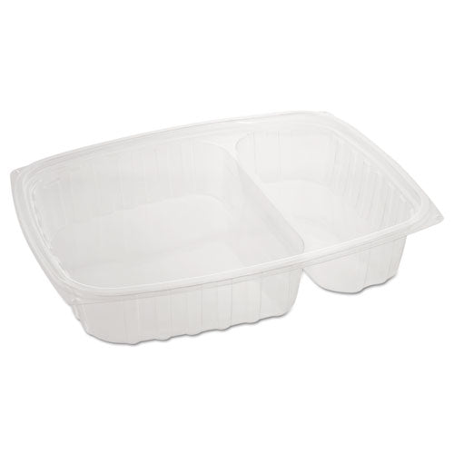 Dart ClearPac Containers, 2 Compartments, 32.8 oz, 7.4 x 9 x 1.7, Clear, Plastic, 63/Pack, 4 Packs/Carton