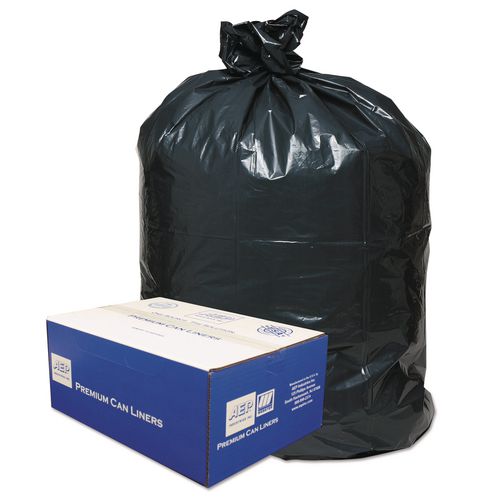 Classic Linear Low-Density Can Liners, 60 Gallon, 0.9 mil, 38" x 58", Black, 10 Bags/Roll, 10 Rolls/Carton