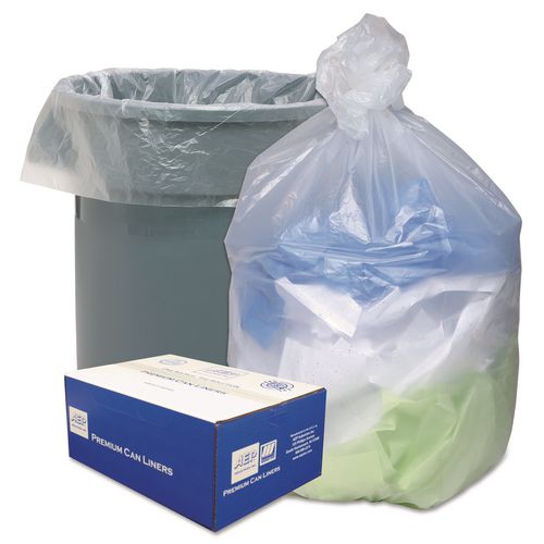 Ultra Plus Can Liners, 45 gal, 12 mic, 40" x 48", Natural, 25 Bags/Roll, 10 Rolls/Carton