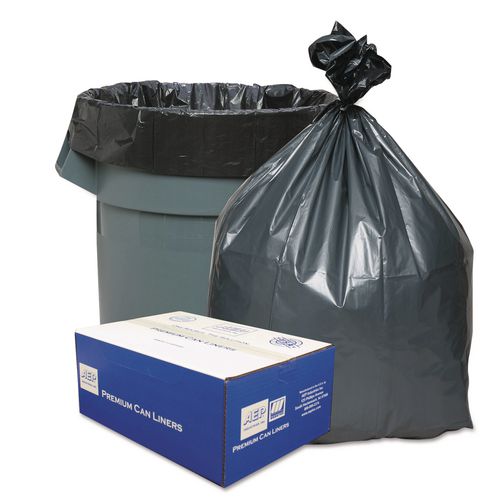 Platinum Plus Can Liners, 33 gal, 1.35 mil, 33" x 40", Gray, 10 Bags/Roll, 10 Rolls/Carton