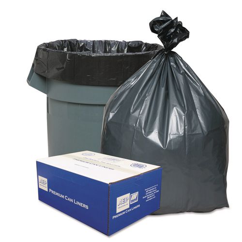 Platinum Plus Can Liners, 45 gal, 1.55 mil, 39" x 46", Gray, 10 Bags/Roll, 5 Rolls/Carton