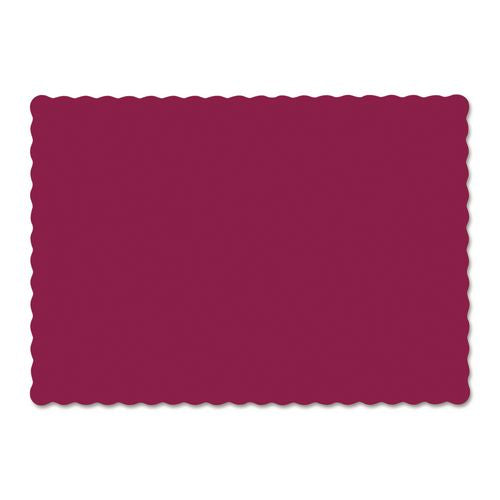 Hoffmaster Placemats, Smooth Surface, Scalloped Edges, 13.5" x 9.5", Burgundy, 1,000/Carton