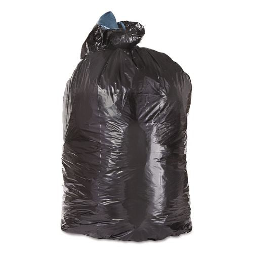 Trinity Plastics Low-Density Can Liners, 45 gal, 1.25 mil, 23" x 46", Black, Flat Pack, 100/Carton