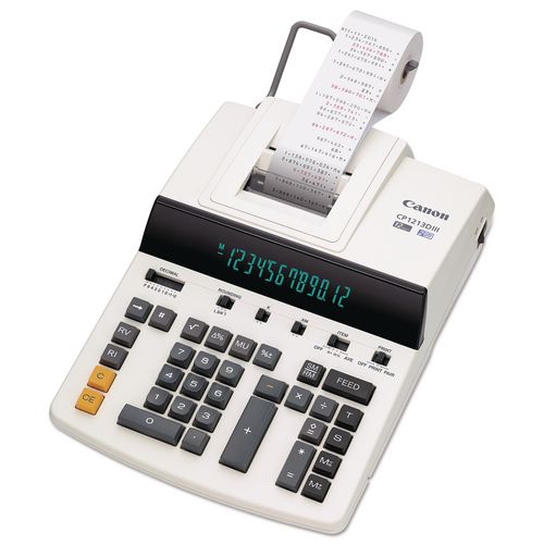 Canon CP1213DIII 12-Digit Heavy-Duty Commercial Desktop Printing Calculator, Black/Red Print, 4.8 Lines/Sec