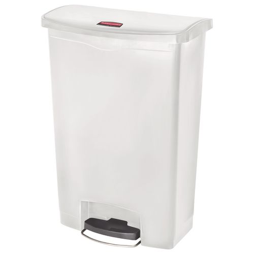 Rubbermaid Commercial Slim Jim Streamline Resin Step-On Container, Front Step Style, 24 gal, Polyethylene, White