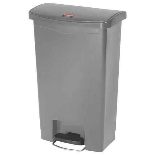 Rubbermaid Commercial Slim Jim Streamline Resin Step-On Container, Front Step Style, 13 gal, Polyethylene, Gray