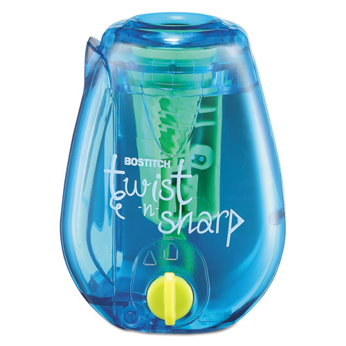 Bostitch Twist-n-Sharp Pencil Sharpener, One-Hole, 3.5 x 1.25 x 5.5, Randomly Assorted Colors