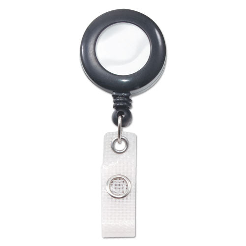 Advantus Deluxe Retractable ID Reel with Badge Holder, 24" Extension, Black, 12/Box