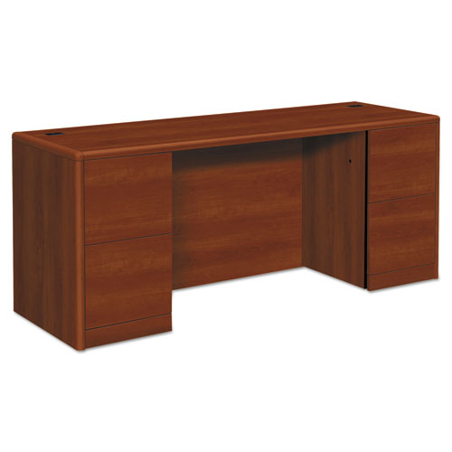 HON 10700 Kneespace Credenza, Full Height Pedestals, 72w x 24d x 29.5h, Cognac