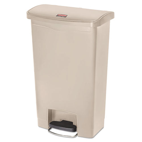 Rubbermaid Commercial Streamline Resin Step-On Container, Front Step Style, 13 gal, Polyethylene, Beige