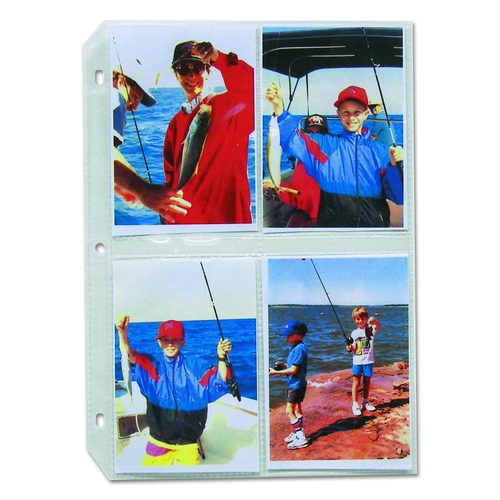 C-Line Clear Photo Pages for Eight 3.5 x 5 Photos, 3-Hole Punched, 11.25 x 8.13, 50/Box