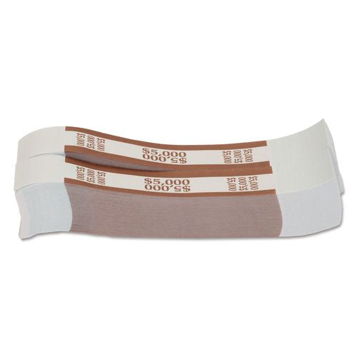 Pap-R Products Currency Straps, Self-Adhesive, Fifties, $5,000 Strap, Brown/White, 1,000/Pack