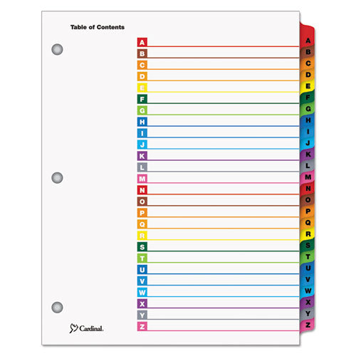Cardinal OneStep Printable Table of Contents and Dividers, 26-Tab, A to Z, 11 x 8.5, White, Assorted Tabs, 1 Set