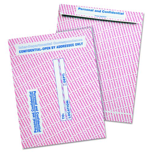 Quality Park Gray/Red Paper Gummed Flap Personal and Confidential Interoffice Envelope, #97, 10 x 13, Gray/Red, 100/Box