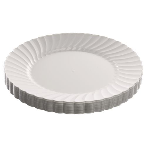 WNA Classicware Plastic Dinnerware, Plates, 9" dia, White, 12/Bag, 15 Bags/Carton