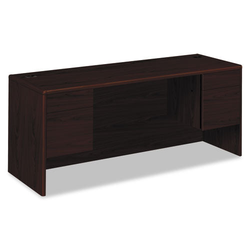 HON 10700 Kneespace Credenza, 3/4 Height Pedestals, 72w x 24d x 29.5h, Mahogany