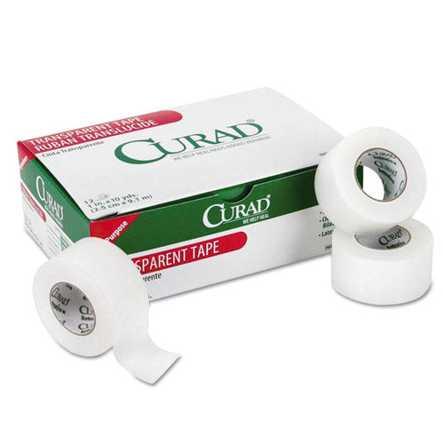 Curad Transparent Surgical Tape, Heavy-Duty, 1" x 10 yds, Matte Clear, 12/Pack
