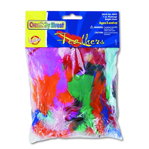 Creativity Street Chenille Kraft Bright Hues Feather Assortment, Natural Turkey Plumage, 1 oz, Approximately 325/Pack