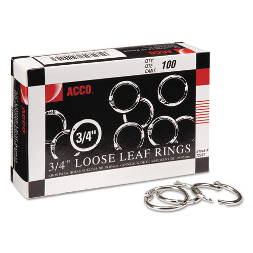 ACCO Metal Book Rings, 0.75" Diameter, 100/Box