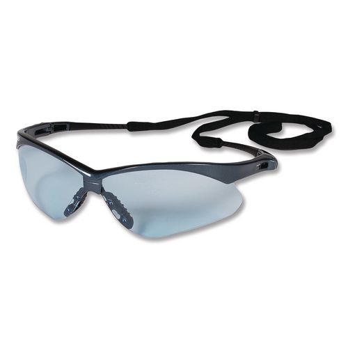 KleenGuard Nemesis Safety Glasses, Blue Half Frame, Light Blue Dual Lens, 12/Box