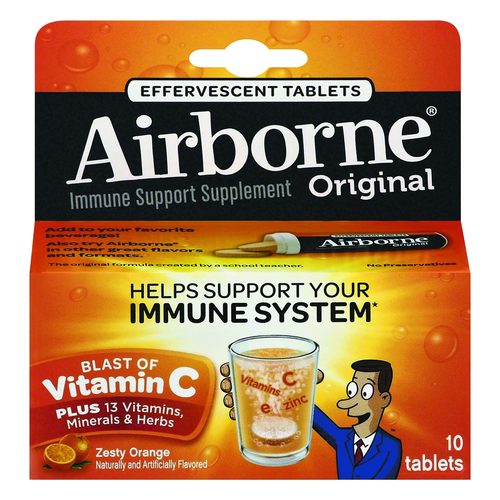 Airborne Immune Support Effervescent Tablet, Zesty Orange, 10/Box