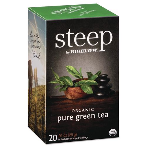 Bigelow steep Tea, Pure Green, 0.91 oz Tea Bag, 20/Box