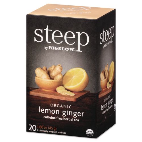 Bigelow steep Tea, Lemon Ginger, 1.6 oz Tea Bag, 20/Box