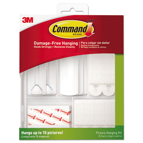 Command Picture Hanging Kit, Assorted Sizes, Plastic, White/Clear, 1 lb; 4 lb; 5 lb Capacities 38 Pieces/Pack