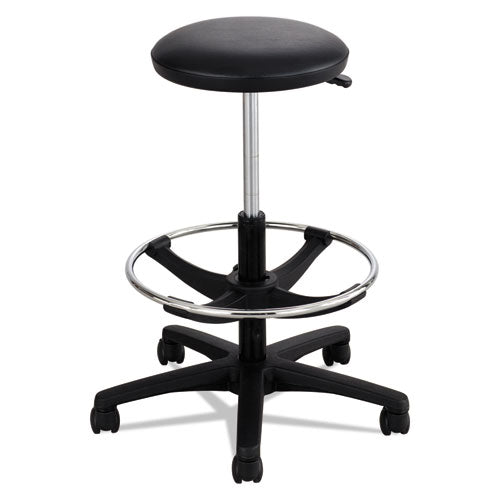 Safco Extended-Height Lab Stool, Backless, Supports Up to 250 lb, 22" to 32" Seat Height, Black