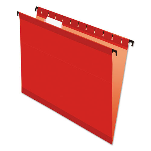 Pendaflex SureHook Hanging Folders, Letter Size, 1/5-Cut Tabs, Red, 20/Box