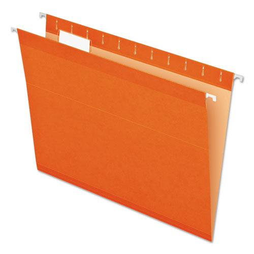 Pendaflex Colored Reinforced Hanging Folders, Letter Size, 1/5-Cut Tabs, Orange, 25/Box