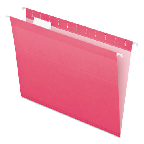 Pendaflex Colored Reinforced Hanging Folders, Letter Size, 1/5-Cut Tabs, Pink, 25/Box