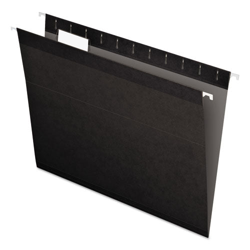 Pendaflex Colored Reinforced Hanging Folders, Letter Size, 1/5-Cut Tabs, Black, 25/Box