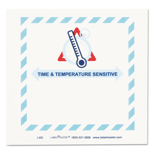 LabelMaster Shipping and Handling Self-Adhesive Labels, TIME and TEMPERATURE SENSITIVE, 5.5 x 5, Blue/Gray/Red/White, 500/Roll