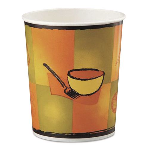 Chinet Streetside Squat Paper Food Container, Streetside Design, 16 oz, 25/Bag, 20 Bags/Carton